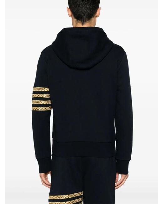 Thom Browne Blue Snake 4-Bar Roll-Neck Hoodie for men