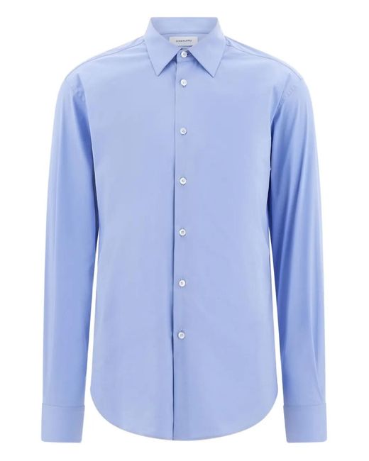 Camisa Con Botones Ferragamo de hombre de color Blue