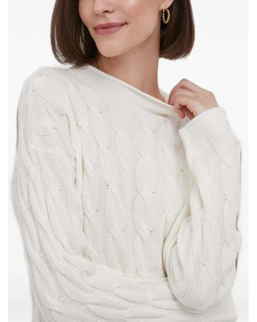 Benetton White Cable-Knit Sweater