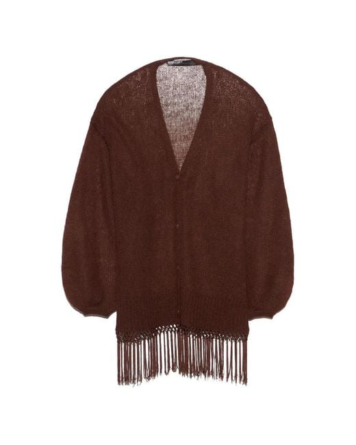 Bimba Y Lola Brown Long Fringed Cardigan