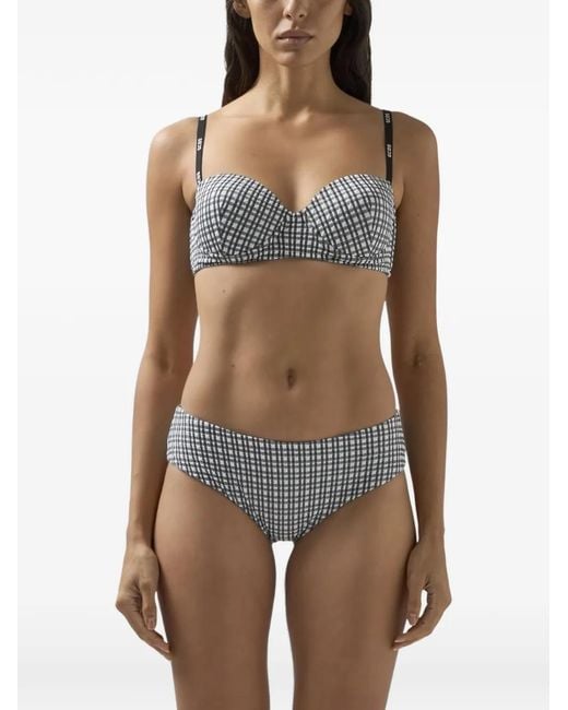 Gcds White Gingham-Pattern Bikini