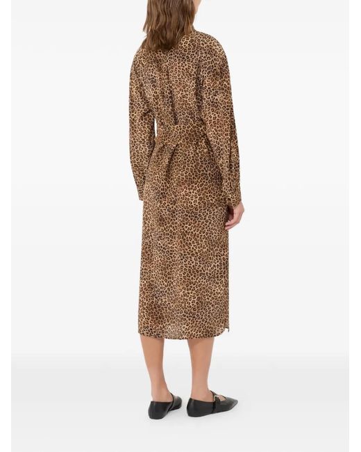 Weekend by Maxmara Brown Wkddolmen Leopard-Print Tie-Waist Midi Dress
