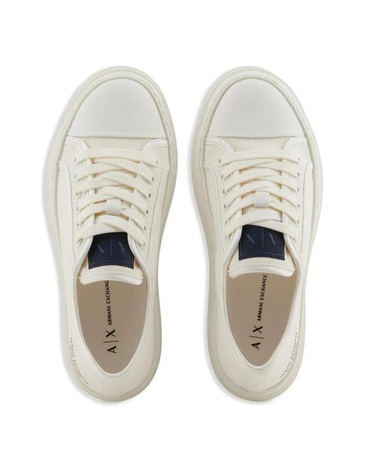 ARMANI EXCHANGE White Canvas Platform Sneakers