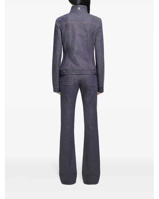 Courreges Blue Cotton Bootcut Jeans