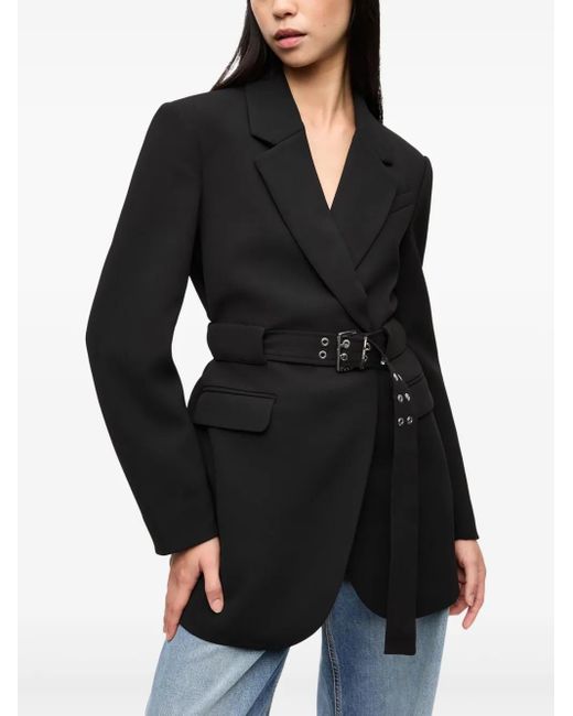 Blazer De Crepé Con Solapa Entallada Ganni de color Black