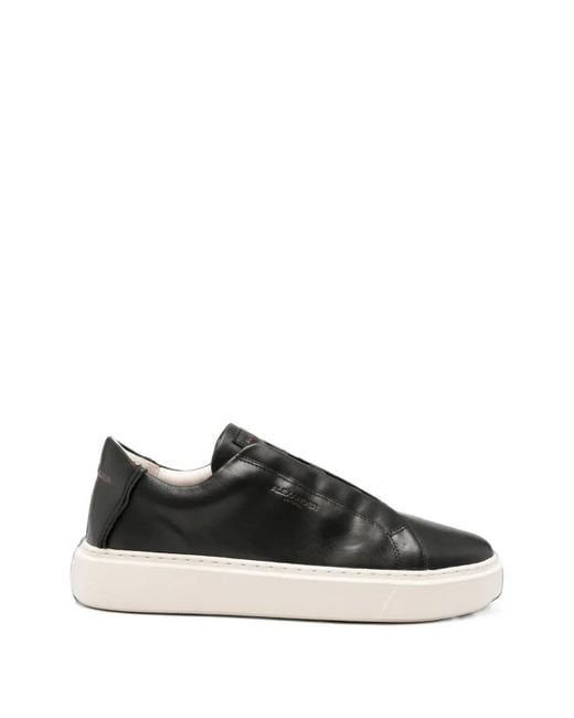 Alexander Smith Black Logo-Debossed Leather Sneakers for men