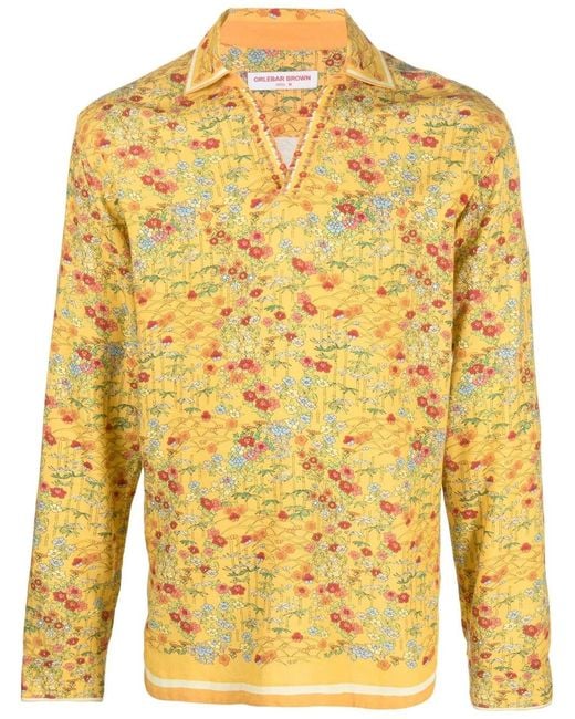 Orlebar Brown Yellow Ridley Solo Fantasy Shirt for men