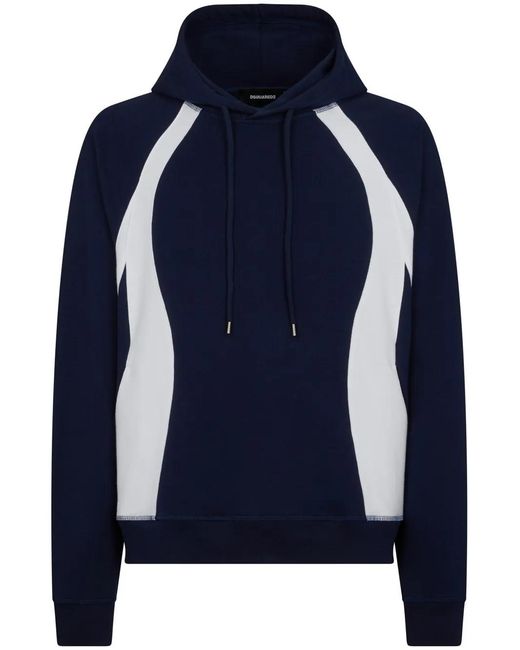 DSquared² Blue Panelled Logo-Print Hoodie for men