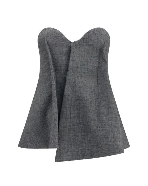 Magda Butrym Gray Asymmetrical Sweetheart-Neck Corset