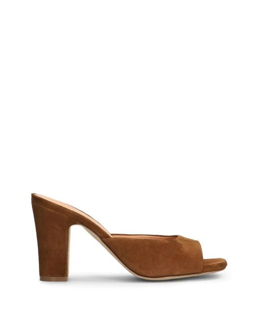 Julie Dee Brown Open-Toe Suede Mules