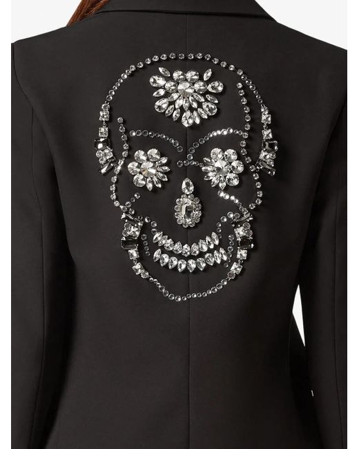Philipp Plein Black Cady Boxy Single-Breasted Blazer