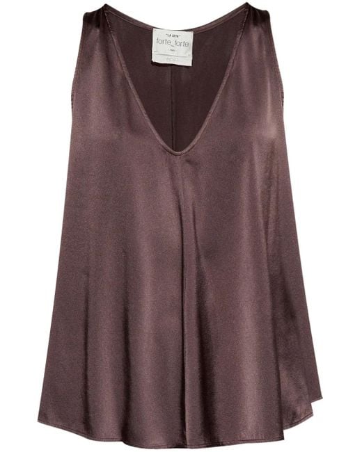 Forte Forte Vネック シルクブラウス Purple