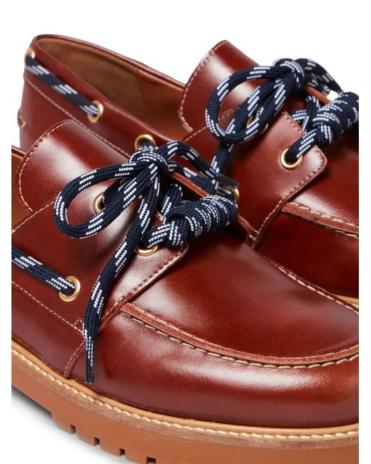 Claudie Pierlot Red Belem Leather Boat Shoes