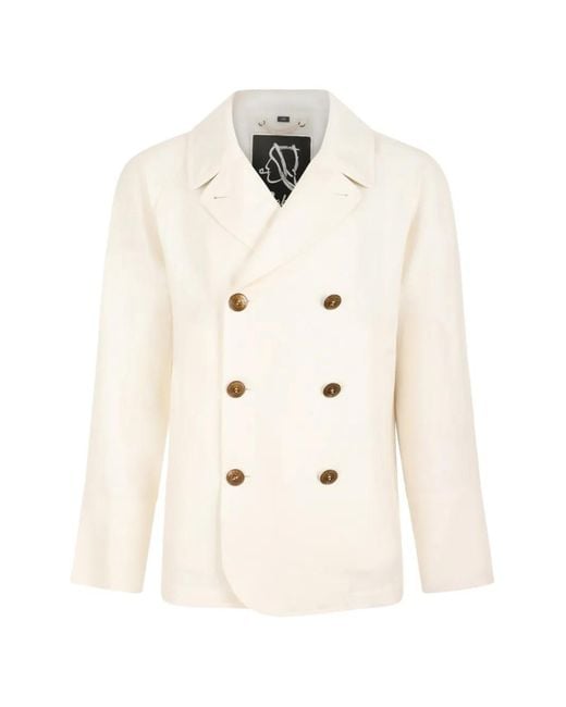 Sealup Natural Double-Breasted Notched-Lapel Jacket for men
