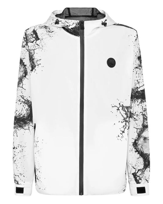 Philipp Plein White Windbreaker Jacket Splash for men