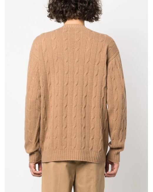 Roberto Collina Brown Cable-Knit Merino-Cashmere Blend Jumper for men