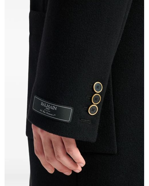 Abrigo Largo Balmain de hombre de color Black