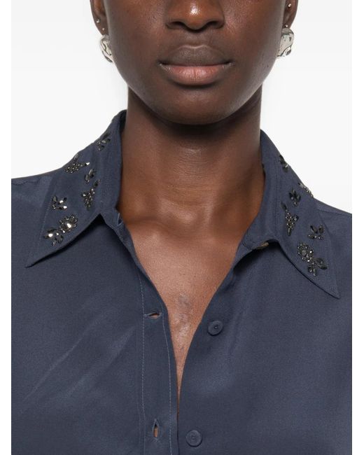 Trame Auree Blue Frida Crystal-Embellished Long-Sleeve Shirt