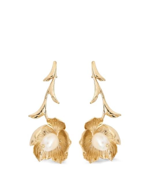 Erdem Metallic Floral-Shape Earrings