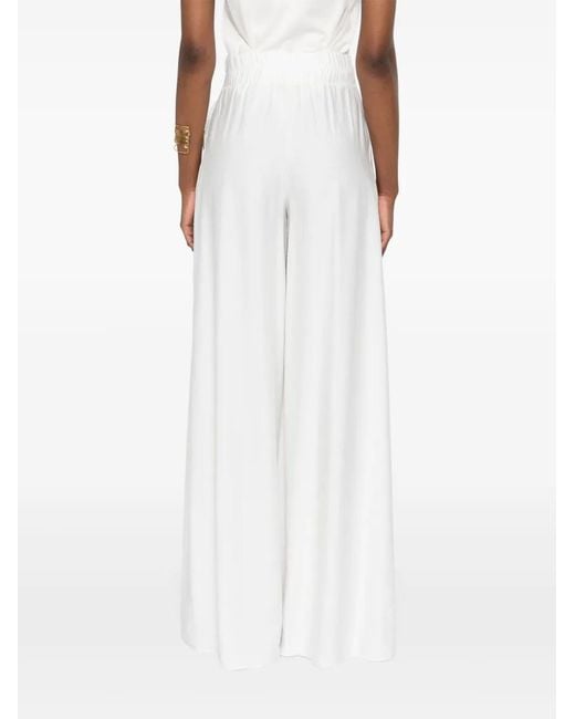 Nissa White Gathered-Detailing Pants