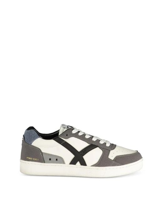 Gas White Panelled Lace-Up Sneakers for men