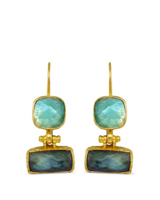 Ottoman Hands Green Nerissa Labradorite And Chalcedony Drop Earrings