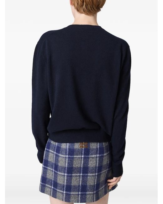 Miu Miu Blue Crew Neck Cashmere Sweater