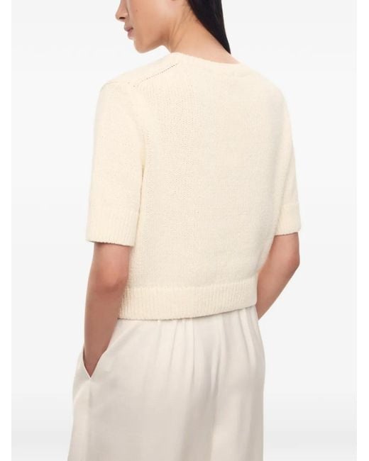 12 STOREEZ White Hearth Ribbed-Trim Short-Sleeve Top