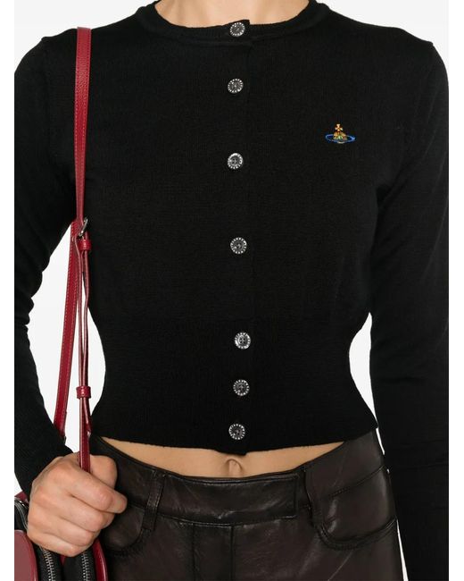 Vivienne Westwood Black Cardigan Mit Logo-Stickerei