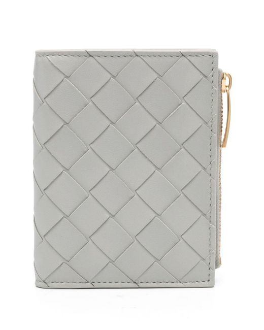 Bottega Veneta Gray Small Intrecciato Bi-fold Wallet