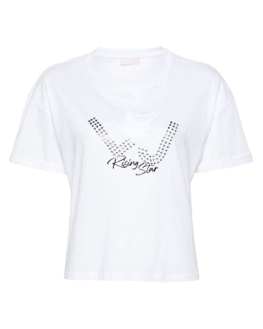 Camiseta con logo de apliques Liu Jo de color White