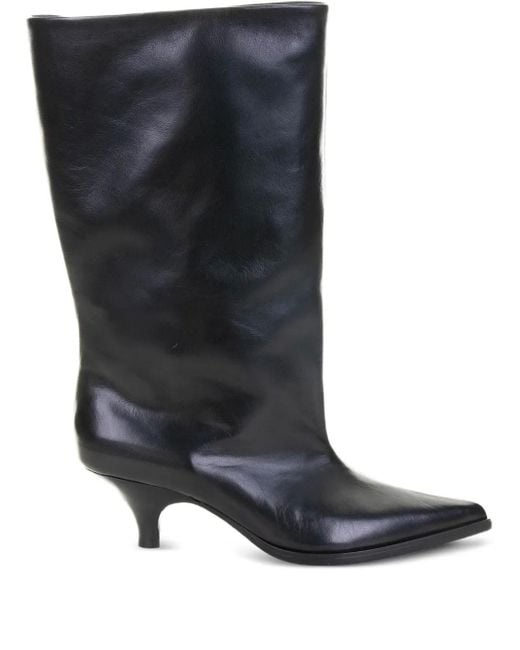 Elena Iachi Black Pointed-Toe Leather Boots