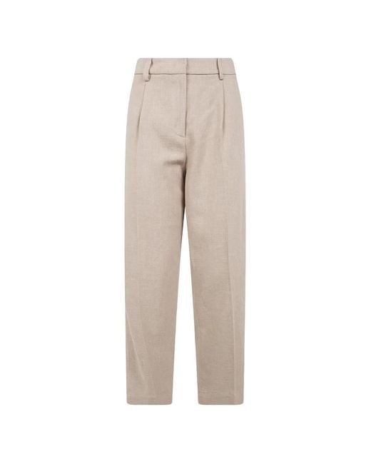 DR. HOPE Natural Pleated Tapered Trousers