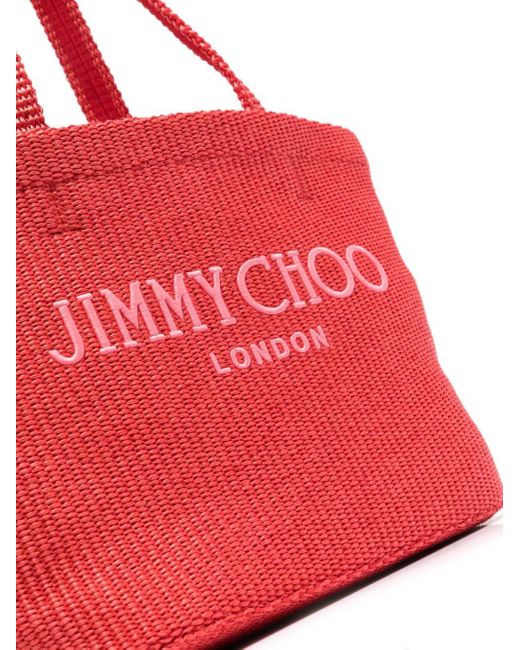 Jimmy Choo Red Strandtasche mit Logo-Stickerei