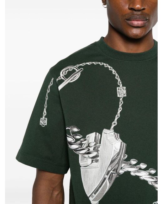 Burberry Shield Hardware Katoenen T-shirt Met Print in het Green voor heren