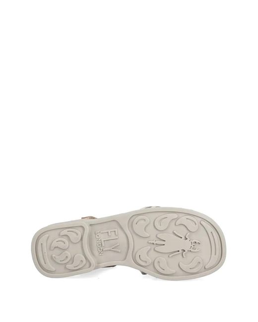 Fly London White Woven Touch-Strap Sandals