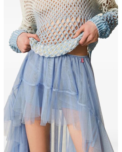 Twinset Blue X Myfo Asymmetric Tulle Skirt