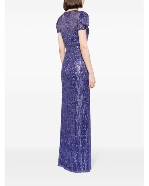 Jenny Packham Purple Aster Sequin-embellished Gown