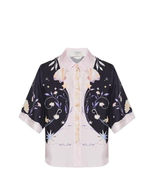 Forte_forte Blue Deliverance-Print Short-Sleeve Shirt