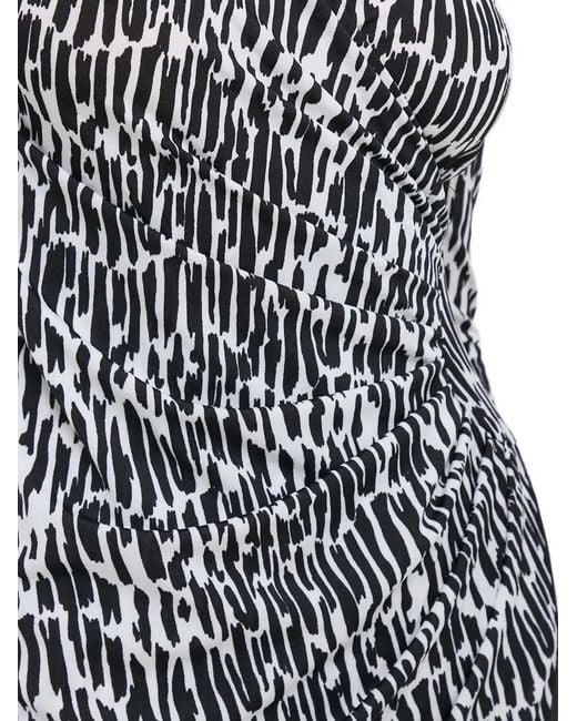 Morgan Gray Rloli Abstract-Print Ruched Mini Dress