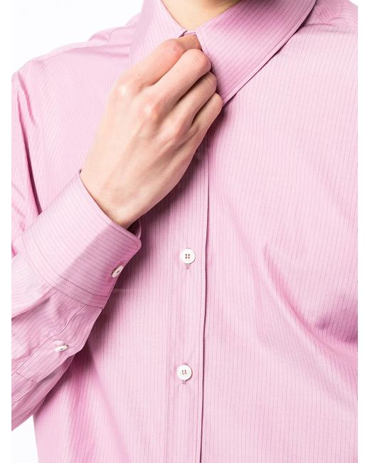 Ferragamo Pink Stripe-Print Shirt for men