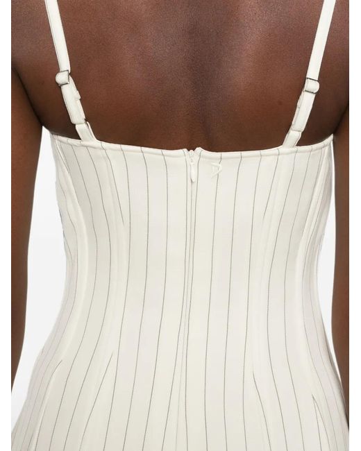Dondup White Pinstripe-Print Corset-Style Mini Dress