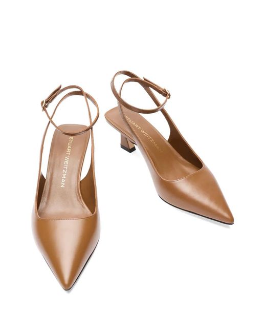 Stuart Weitzman White Vinnie 50 Squared Strap Pumps
