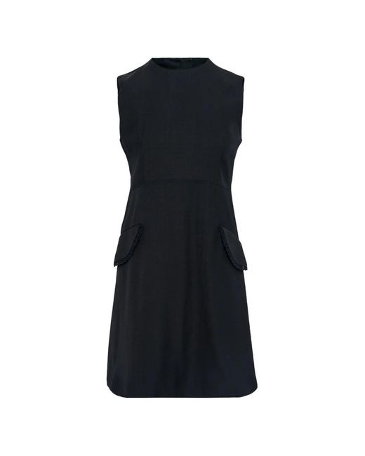 Jil Sander Black Pocket Lace-Trim Mini Dress