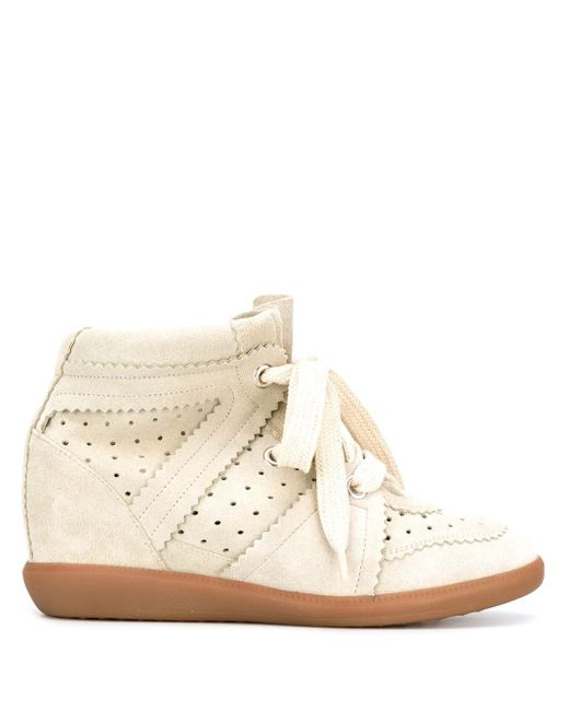 Formuler marmorering Dokument Isabel Marant Suede Bobby Wedge Sneakers in Grey (Gray) - Lyst