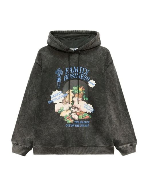 MSGM Black Graphic-Print Hoodie