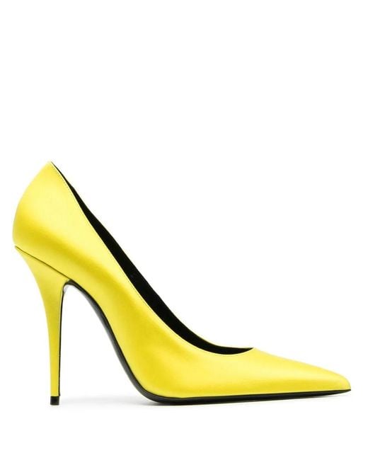 Saint Laurent Yellow Marylin 105Mm Satin Pumps