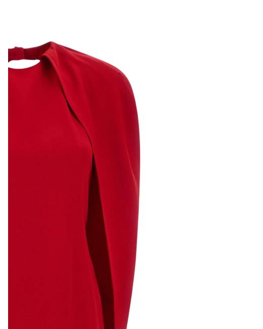 Alberta Ferretti Red Cape Maxi Dress