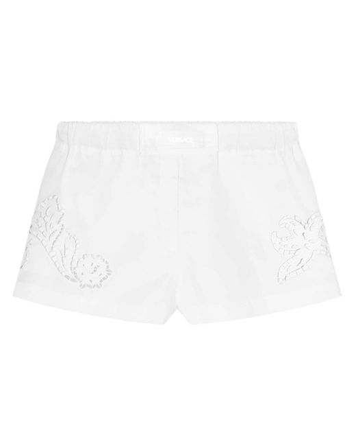 Versace White Broderie-anglaise Mini Shorts