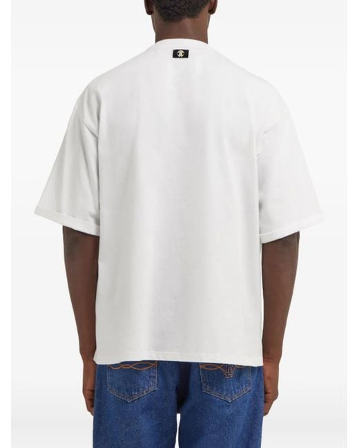 Roberto Cavalli White Rc Monogram-Print T-Shirt for men